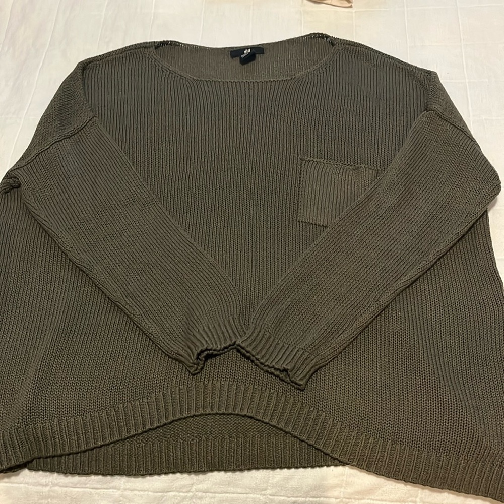 H&M Green Oversized Boatneck Sweater